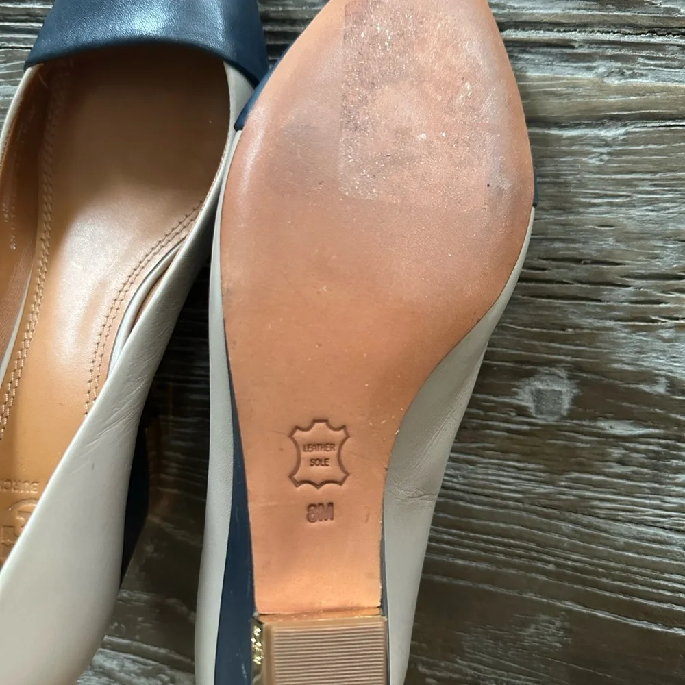 Tory Burch Blue and Cream Heels - Picture 2 of 5